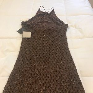 Formal floor length gown. Copper/Brown with Bling